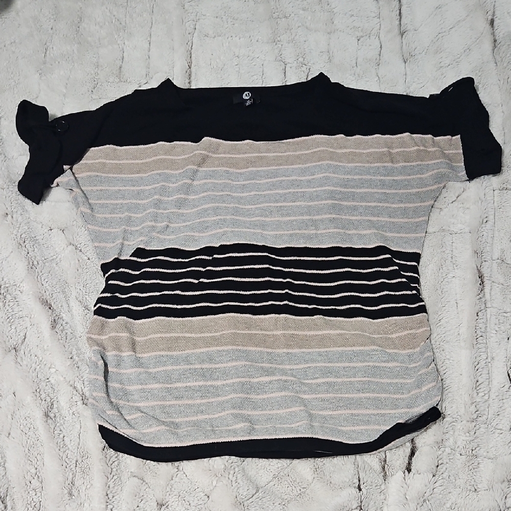 Striped Black and Gray Women's Top